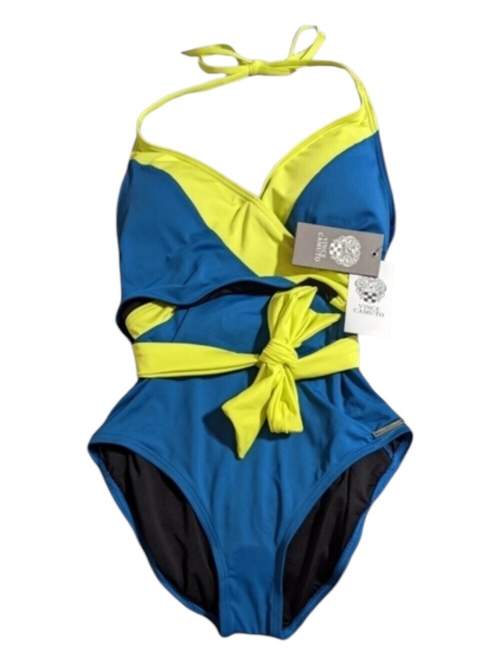 Vince Camuto Color Block Wrap Tie One Piece Swimsuit - Picture 3 of 7